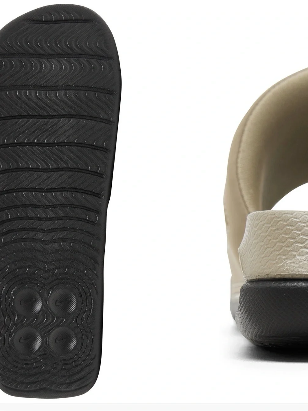 Nike Men's Slide Sandals in Taupe with Black Swoosh
